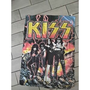 Vintage 2000 KISS Band Tapestry Flag Wall Hanging Rock Music Decor Made in Italy